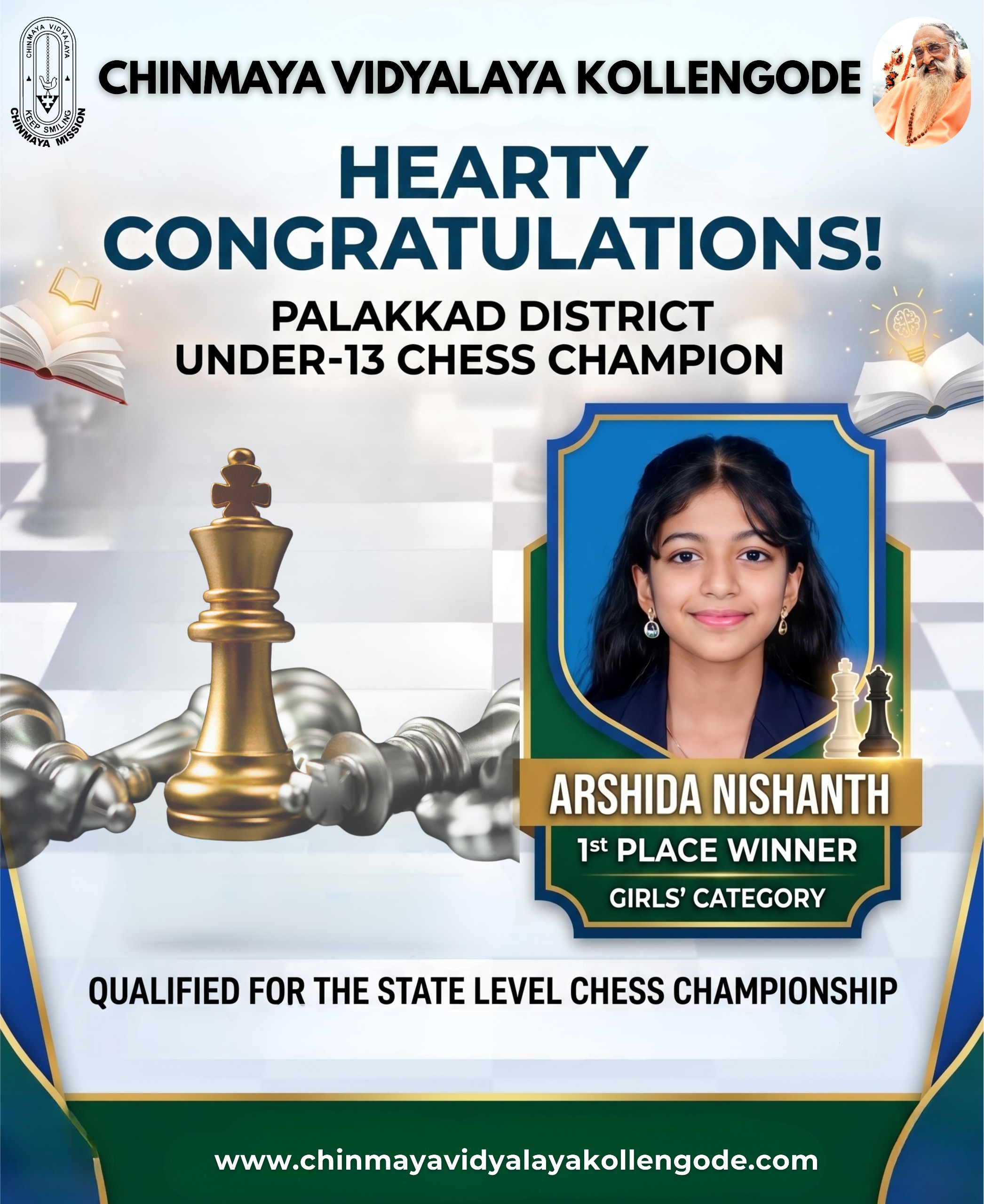 Arshida Nishanth Clinches Palakkad District Under-13 Chess Championship
