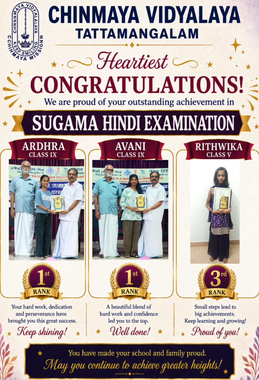 Rank Holders of Sugma Hindi Examination